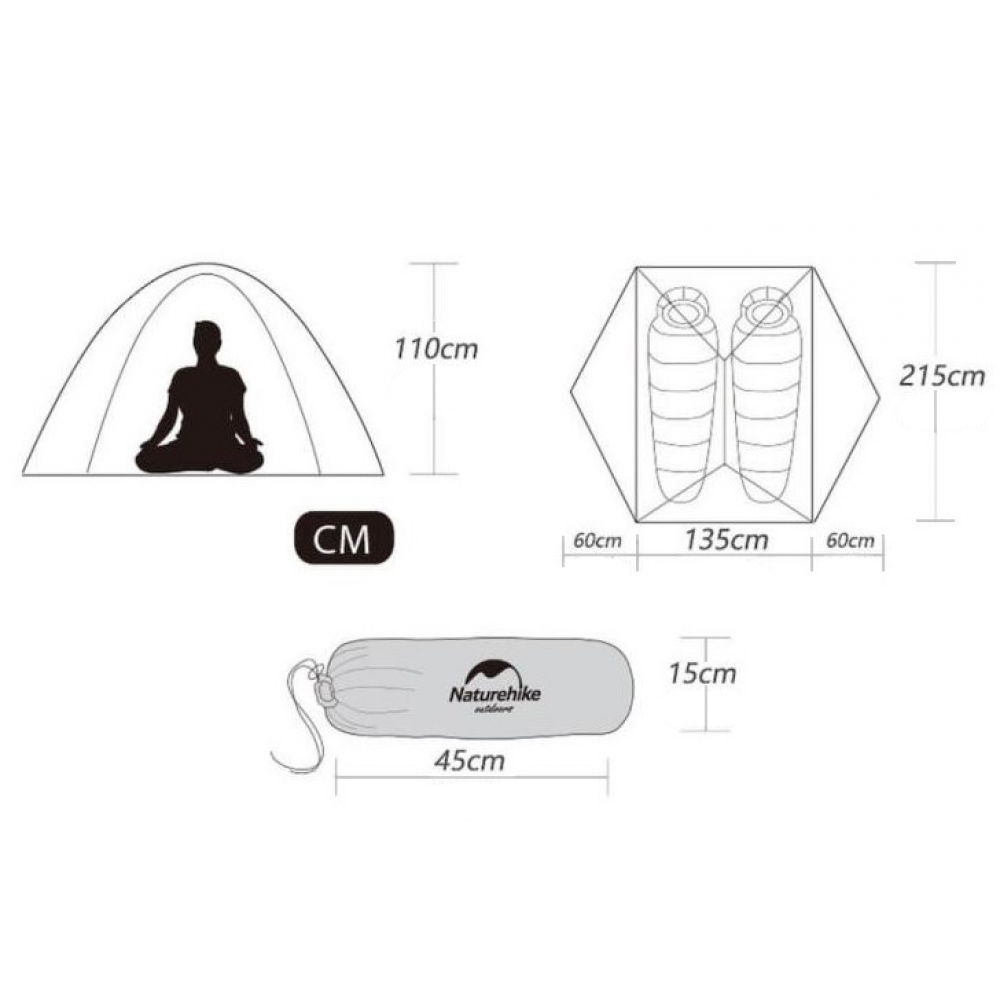 Намет надлегкий двомісний  з футпринтом Naturehike Star-River 2 Updated NH17T012-T, 210T, помаранчевий