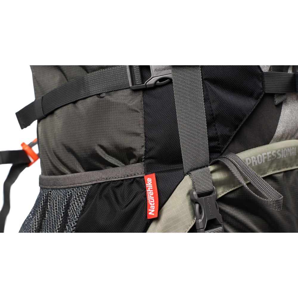 Рюкзак туристичний Naturehike NH70B070-B, 70 л + 5 л, чорно-сірий