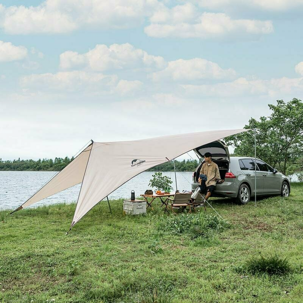 Тент для кемпінгу Naturehike Car Rear Canopy NH21TM001, 590*340 см, золотий (з трьома стійками)