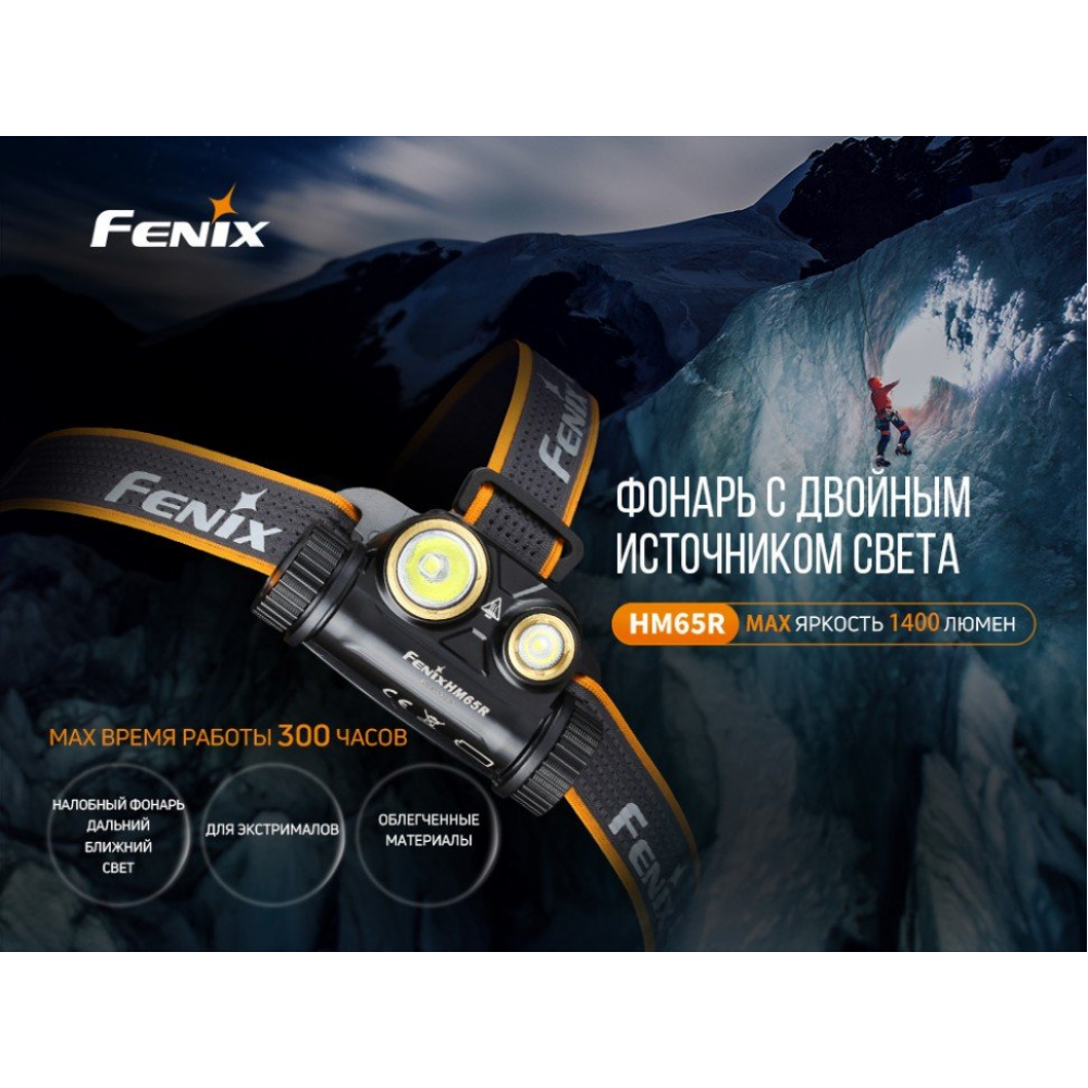 Ліхтар налобний Fenix HM65R + Ліхтар універсальний Fenix E-LITE