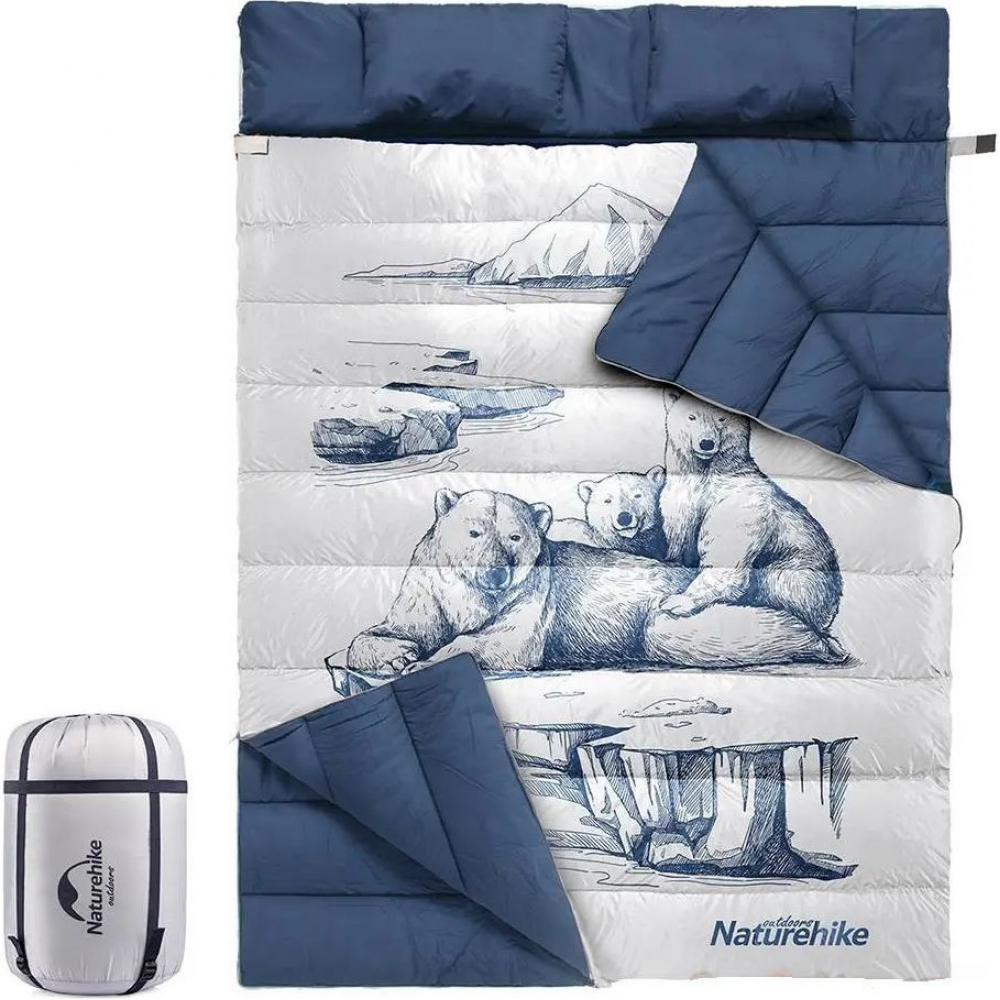 Спальний мішок Double Sleeping Bag with Pillow “Білий ведмідь“ Naturehike NH19S016-D polar bear