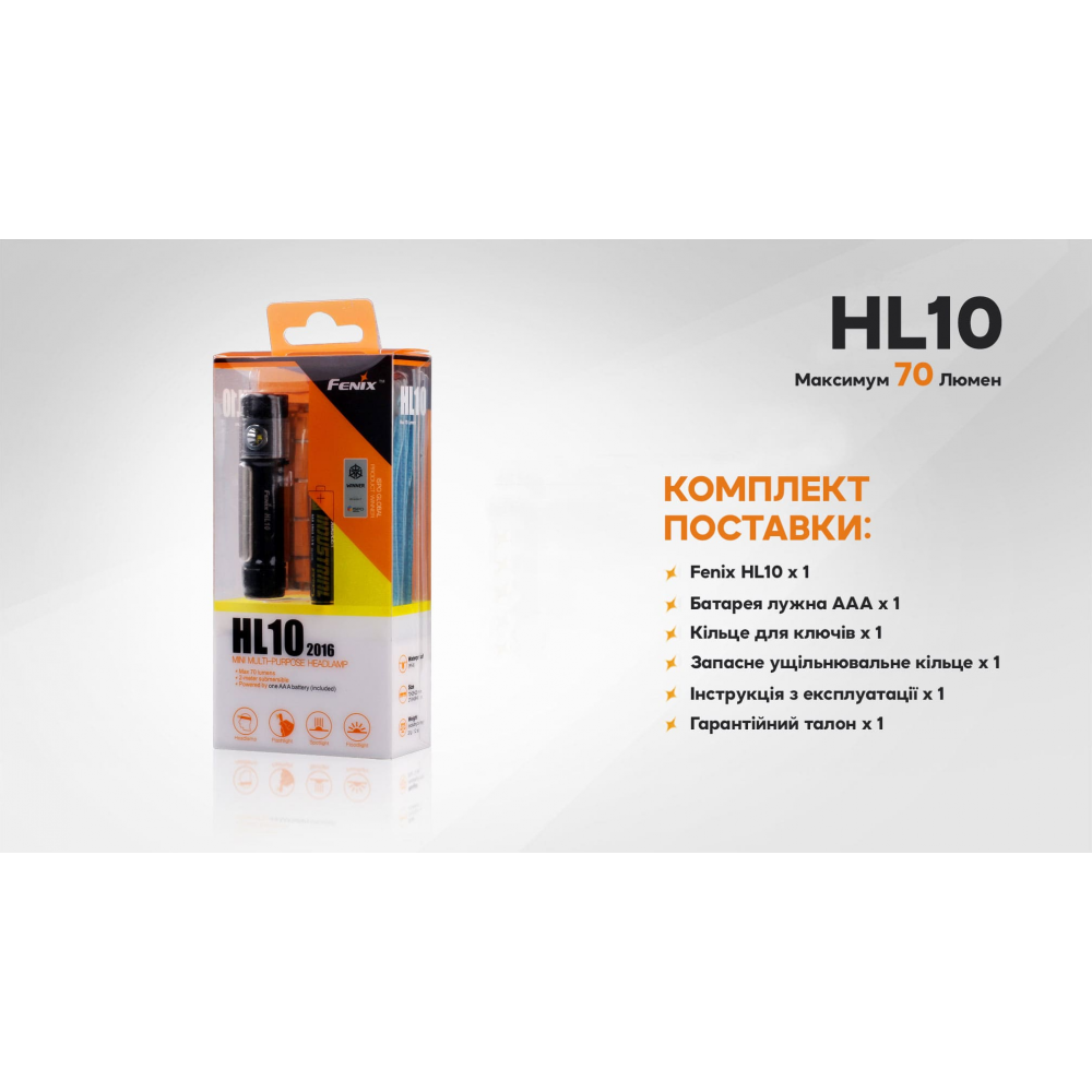 Ліхтар налобний Fenix HL10 black