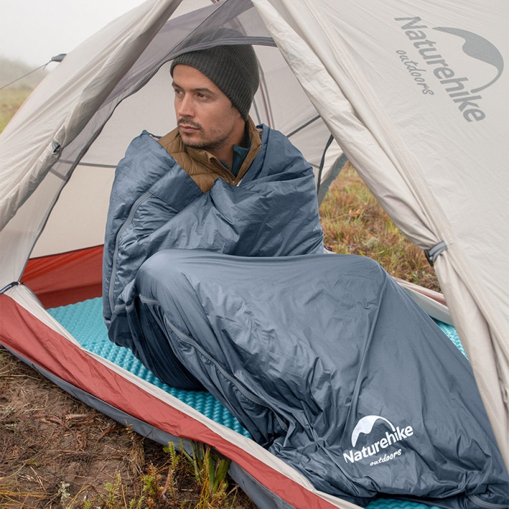 Спальник надлегкий Naturehike Ultralight LW180 NH21MSD09, (15°C), p-p M, сіро-синій