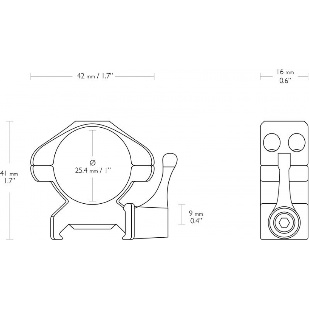 Кільця Hawke Precision Steel QD 1“(25.4) Medium. Сталь. Weaver