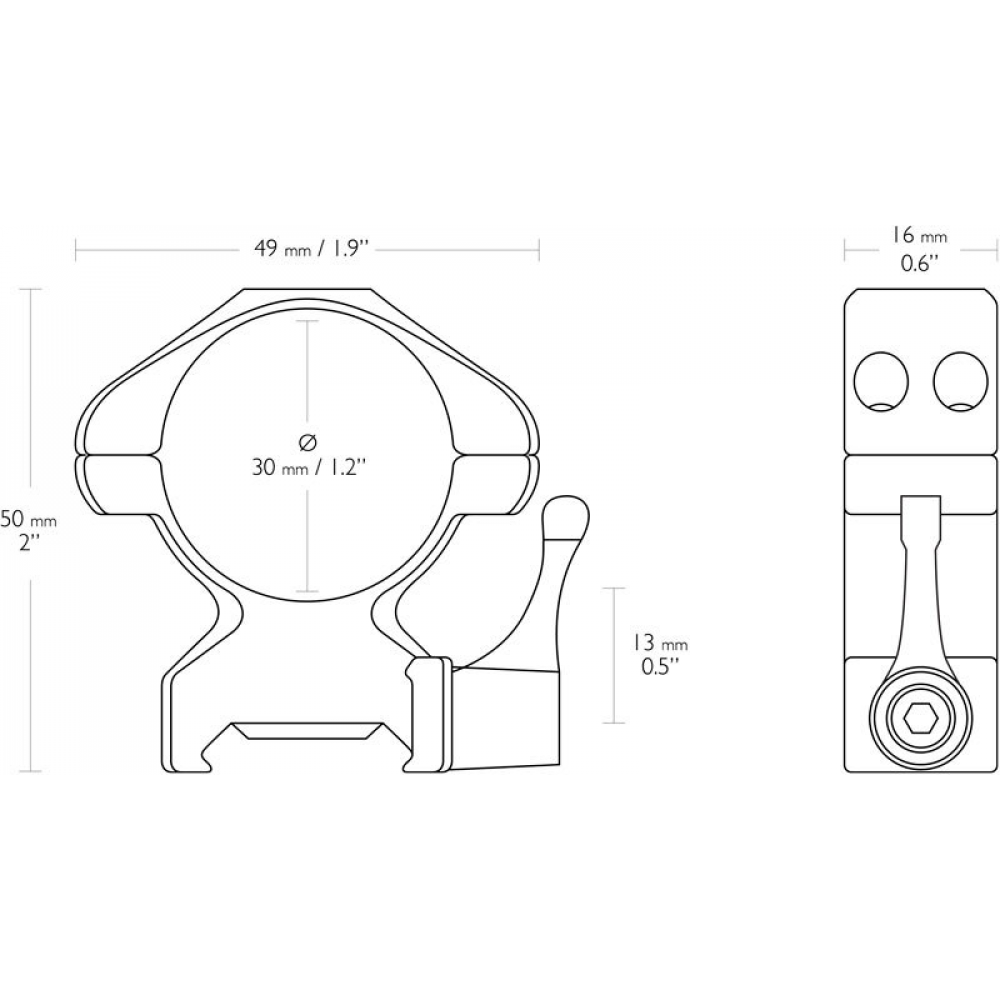 Кільця Hawke Precision Steel QD 30 мм High. Сталь. Weaver