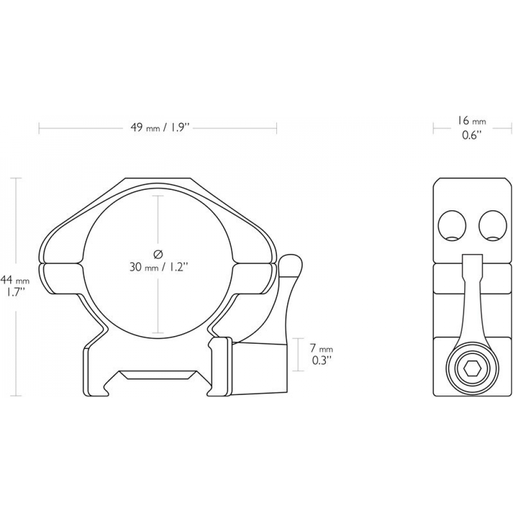 Кільця Hawke Precision Steel QD 30 мм Medium. Сталь. Weaver