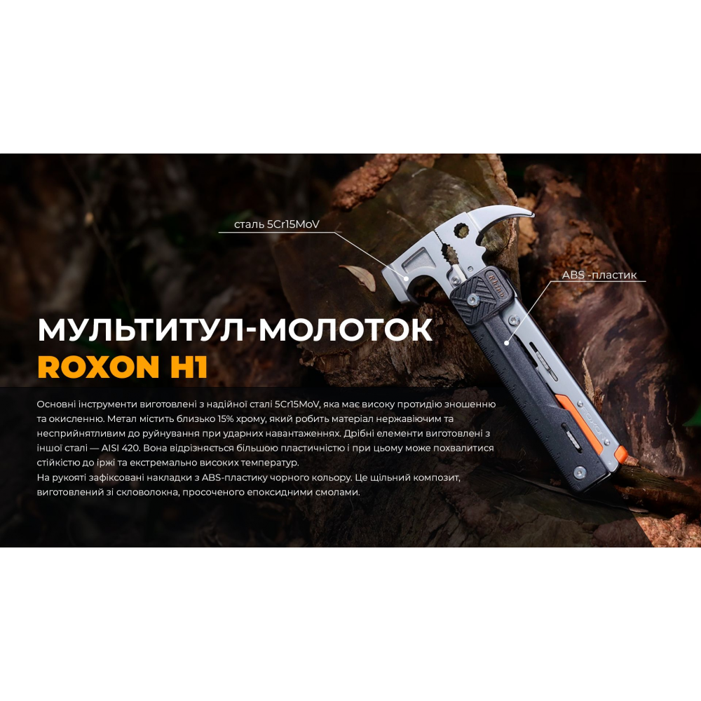 Мультитул-молоток Roxon H1, чорний