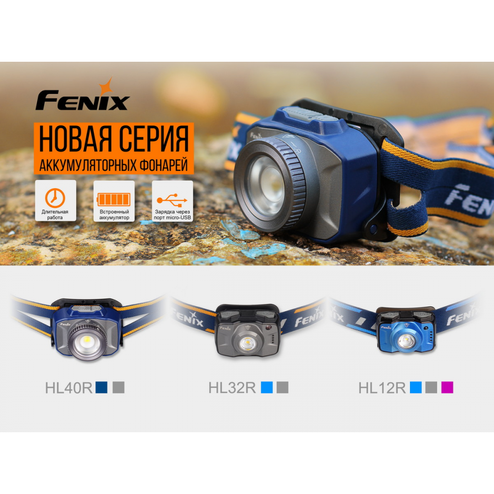 Ліхтар налобний Fenix HL12R блакитний