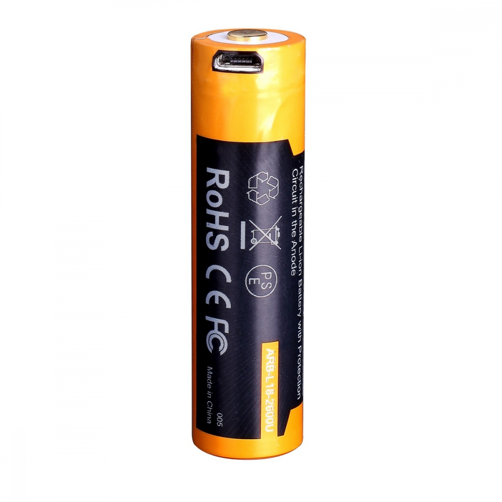 Акумулятор 18650 Fenix (2600 mAh) micro usb зарядка