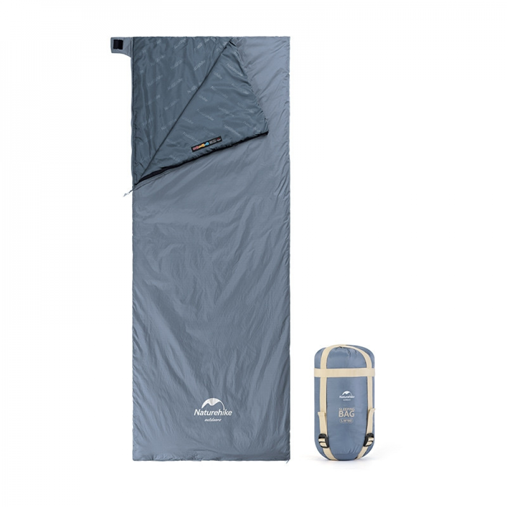 Спальник надлегкий Naturehike Ultralight LW180 NH21MSD09, (15°C), p-p M, сіро-синій